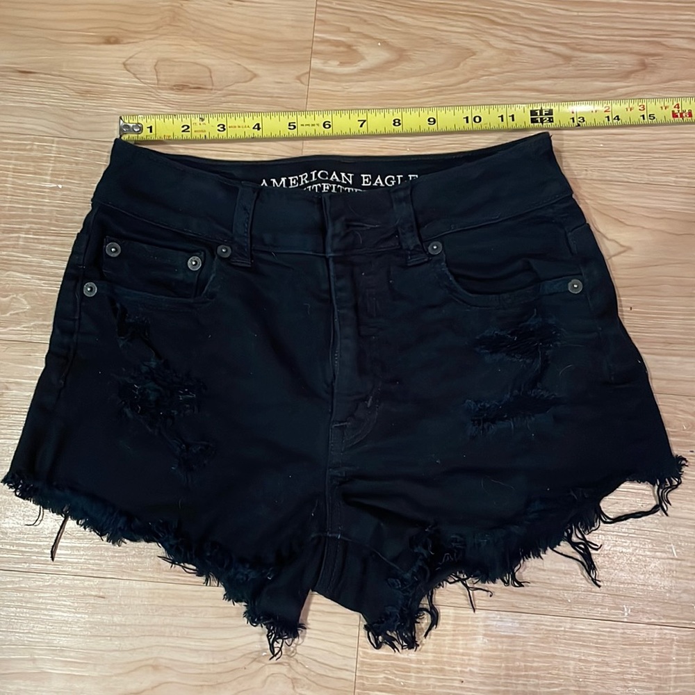 American eagle black hi-rise festival distressed shorts - Picture 2 of 6
